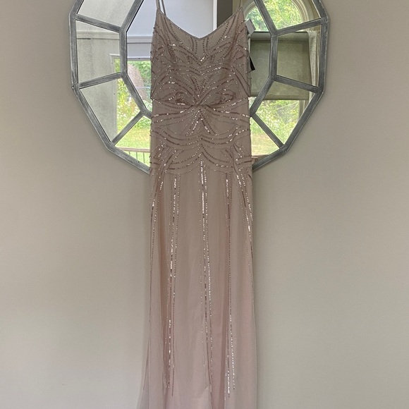 Adrianna Papell Blush Beaded Gown - Picture 1 of 5